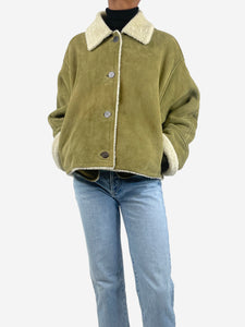 Loewe Green cropped shearling jacket - size UK 6