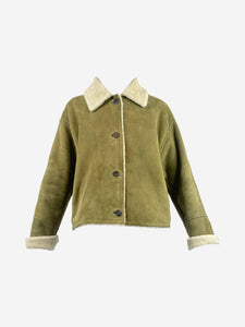 Loewe Green cropped shearling jacket - size UK 6