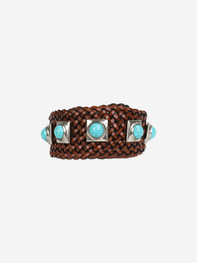 Brown woven leather belt - size Belts Etro 