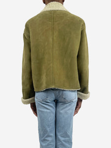 Loewe Green cropped shearling jacket - size UK 6