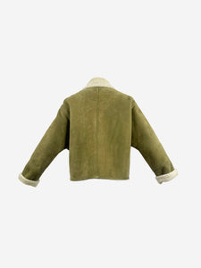 Loewe Green cropped shearling jacket - size UK 6