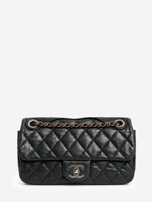 Chanel black leather quilted flap shoulder bag