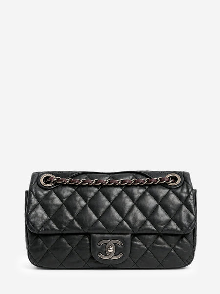 Black 2010 quilted leather flap shoulder bag product image