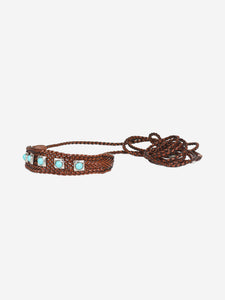 Etro Brown woven leather belt - size