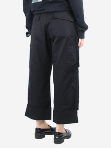 Simone Rocha Black cotton-blend cargo trousers - size UK 10