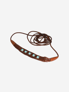 Etro Brown woven leather belt - size