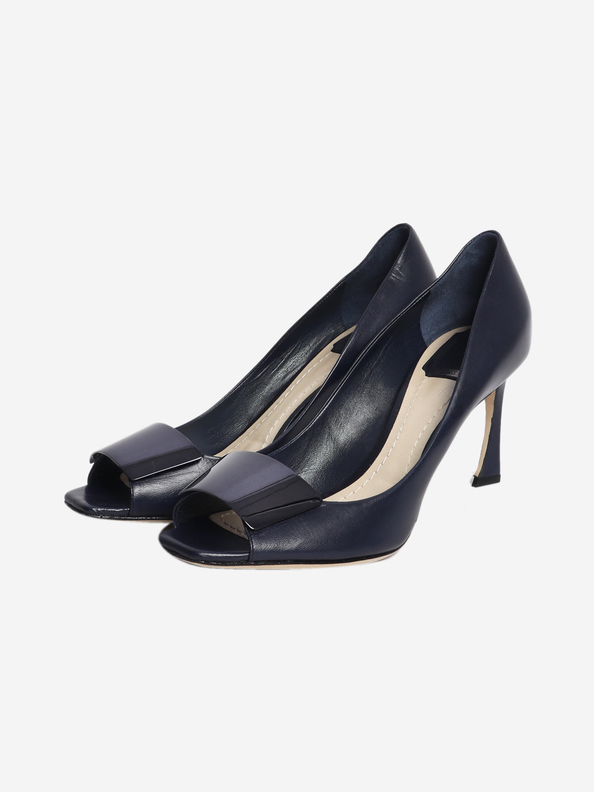 Navy declinaison peep toe pumps - size EU 39 (UK 6)