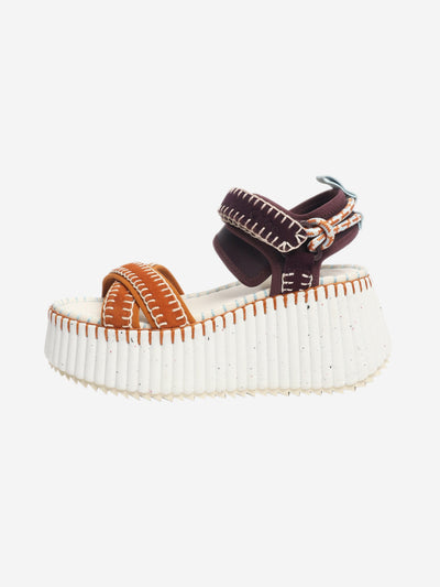 Nama embroidered suede platform sandals - size EU 37 Flat Sandals Chloe 