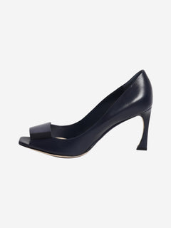 Navy declinaison peep toe pumps - size EU 39 (UK 6)