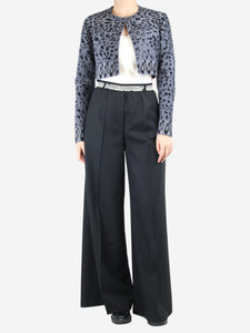 Stella McCartney Black wide-leg wool tailored trousers - size UK 6