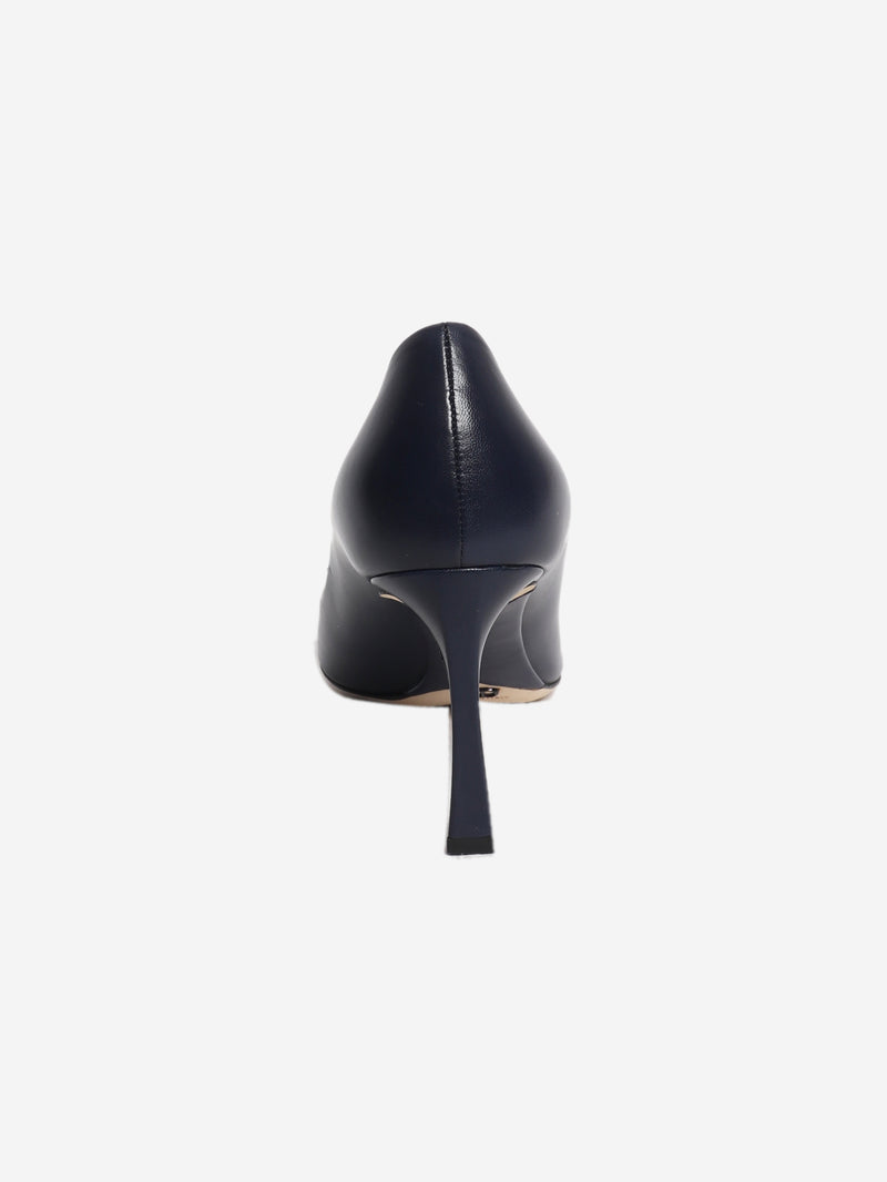 Navy declinaison peep toe pumps - size EU 39 (UK 6)