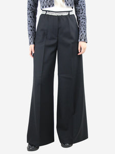 Stella McCartney Black wide-leg wool tailored trousers - size UK 6