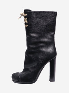 Fendi Black leather lace-up ankle boots - size EU 35