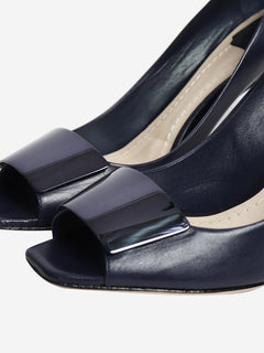 Navy declinaison peep toe pumps - size EU 39 (UK 6)