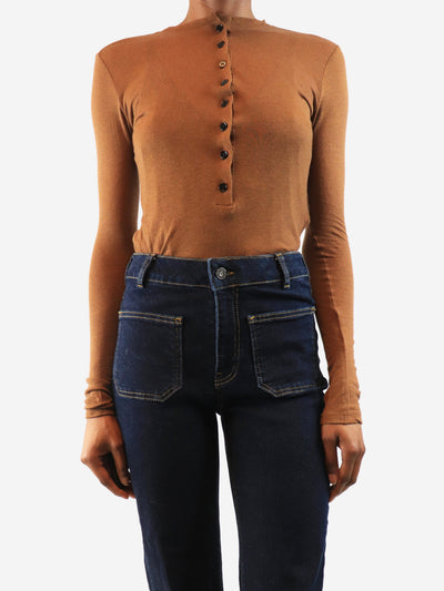 Brown button up bodysuit - size XS Tops Victoria Beckham 