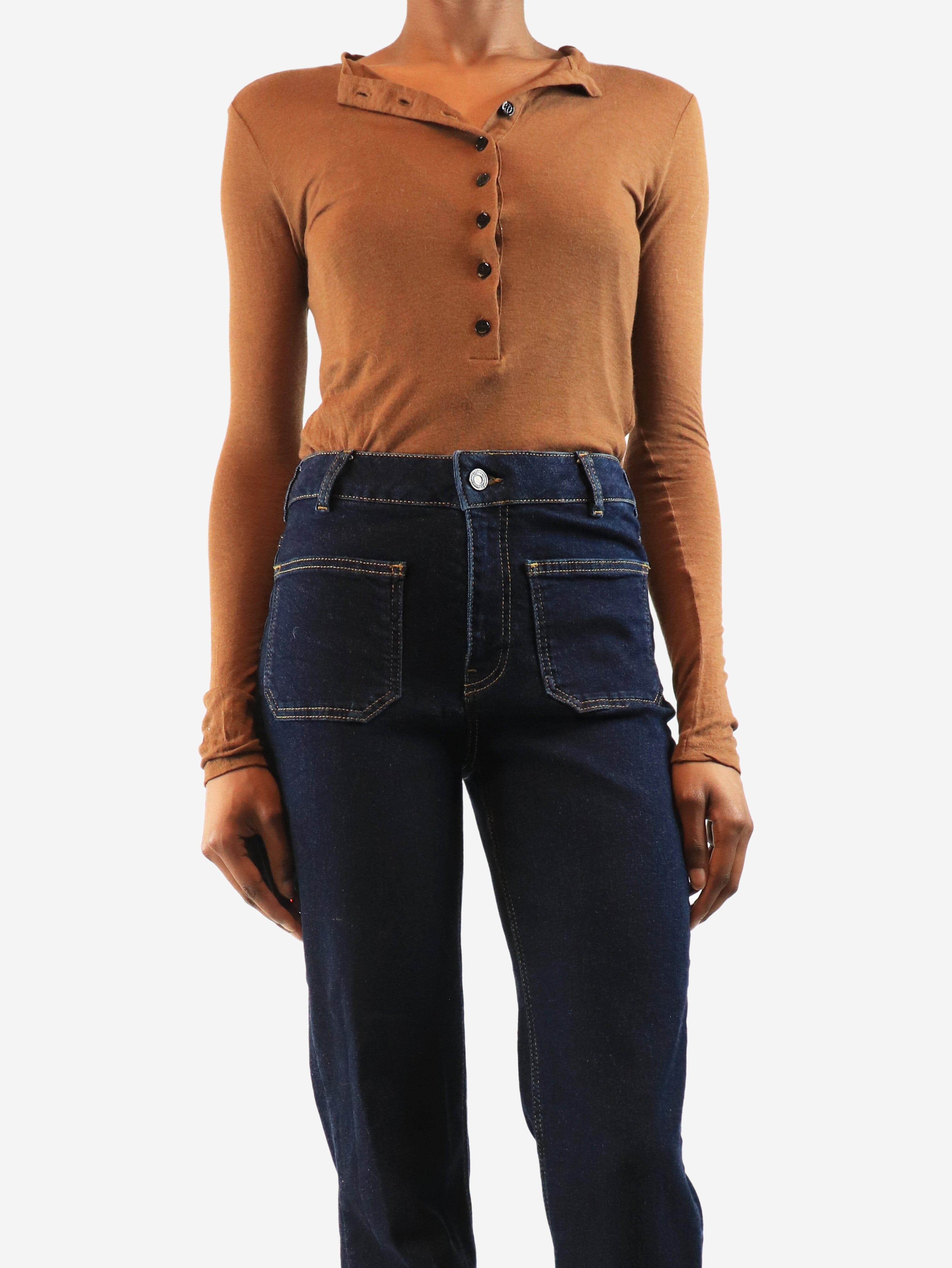 Brown button up bodysuit - size XS Tops Victoria Beckham 