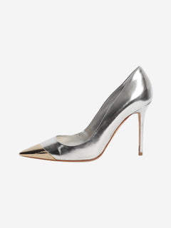 Pointed chrome leather heels - size EU 38.5 (UK 5.5)