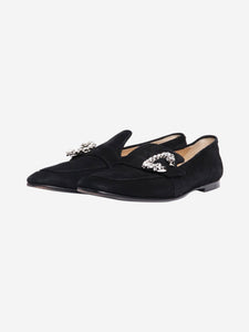 Jimmy Choo Black suede bejewelled loafers - size EU 37.5