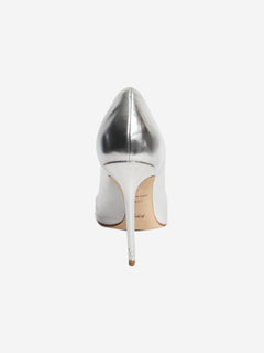 Pointed chrome leather heels - size EU 38.5 (UK 5.5)