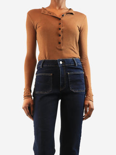 Brown button up bodysuit - size XS Tops Victoria Beckham 
