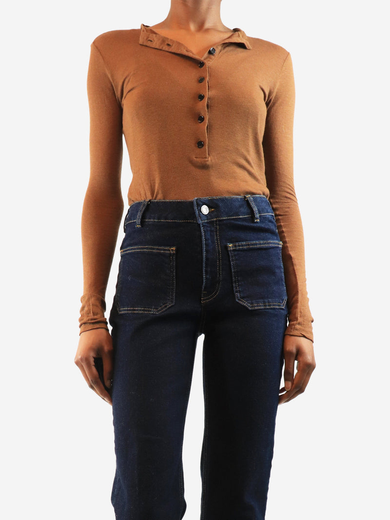 Brown button up bodysuit - size XS Tops Victoria Beckham 