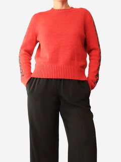 Red knit sequin CC jumper - size UK 14
