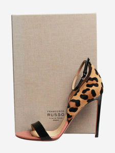 Francesco Russo Black animal print sandal heels - size EU 38.5