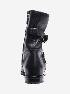 Manolo Blahnik Black Sulaltra buckled leather ankle boots - size EU 38