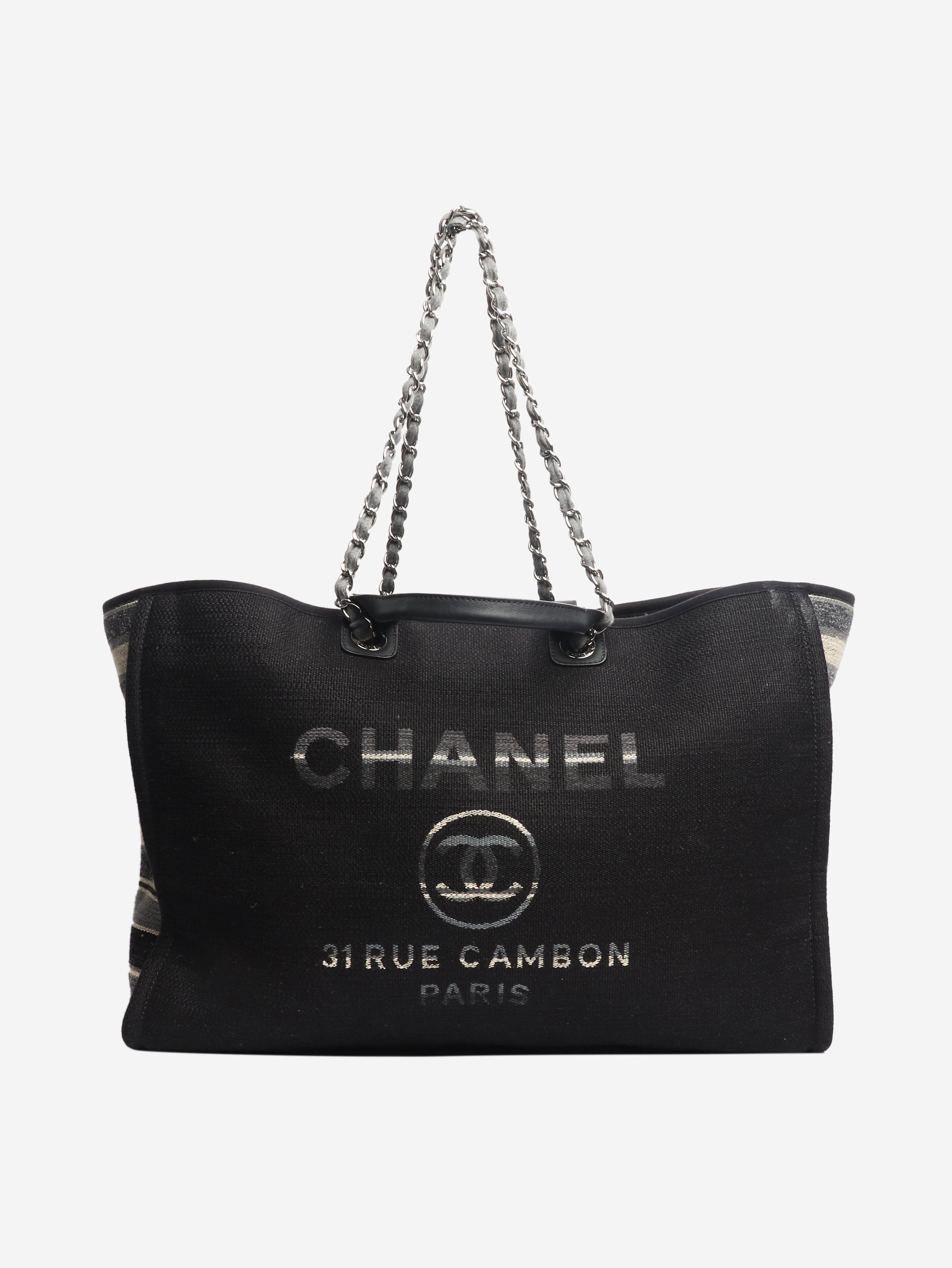 Black extra large striped Deauville tote bag Tote Bags Chanel 