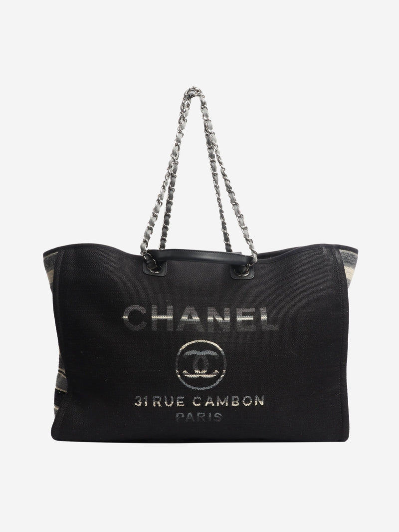 Black extra large striped Deauville tote bag Tote Bags Chanel 