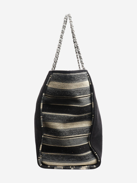 Black extra large striped Deauville tote bag alternate image