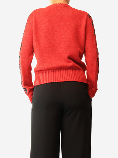Red knit sequin CC jumper - size UK 14 alternate image
