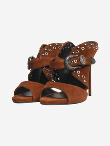 Giuseppe Zanotti Brown suede studded sandal heels - size EU 40