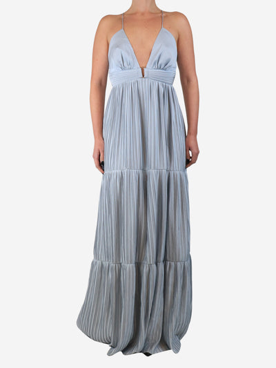 Powder blue pleated maxi dress - size UK 12 Dresses Ba&sh 