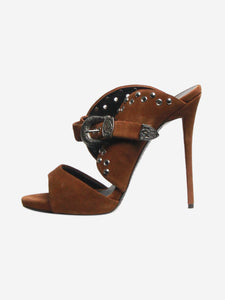 Giuseppe Zanotti Brown suede studded sandal heels - size EU 40