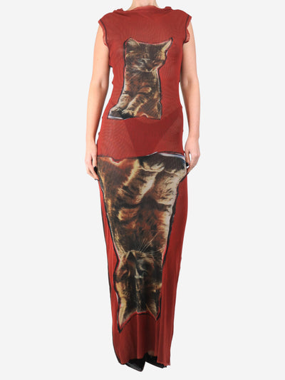 Cat print mesh maxi dress - size L Dresses Ottolinger Tobias Spichtig 