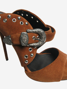 Giuseppe Zanotti Brown suede studded sandal heels - size EU 40