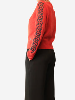 Red knit sequin CC jumper - size UK 14