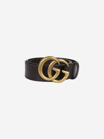 Brown leather belt with oversized GG buckle Belts Gucci 