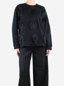 Stella McCartney Black feather applique sweatshirt - size UK 10