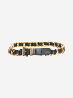Black chain and leather belt Belts Chanel 