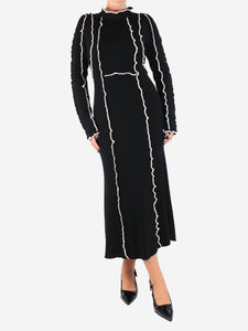 Sea New York Black Elin ribbed midi dress - size S
