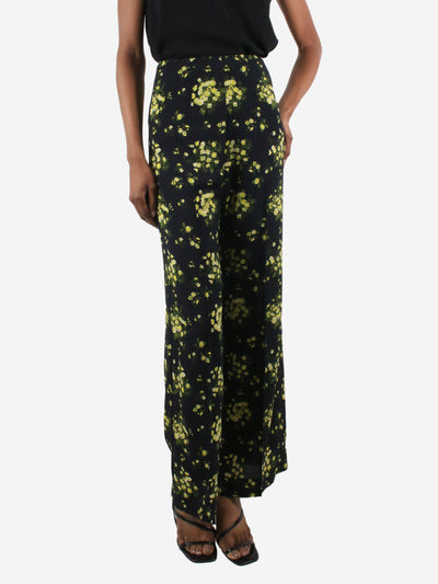 Black floral print wide-leg trousers - size UK 8 Trousers Emilia Wickstead