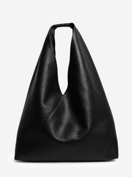 Black leather Japanese Bag Jewel Handle Large tote bag product image