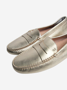 Tod's Gold metallic leather loafers - size EU 39.5