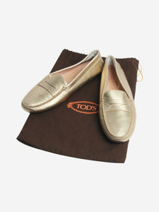 Tod's Gold metallic leather loafers - size EU 39.5