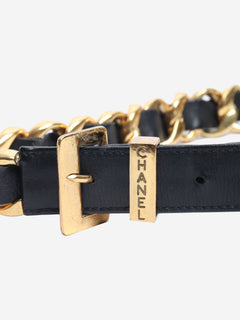 Black chain and leather belt Belts Chanel 