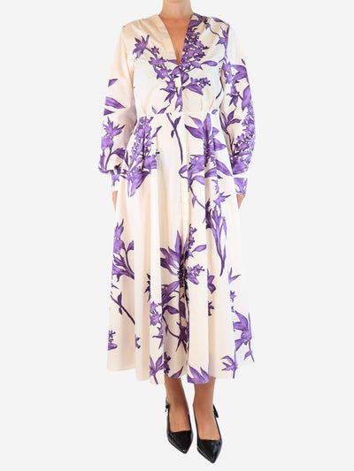 Powder and purple floral maxi shirt dress - size UK 8 Dresses Forte Forte 
