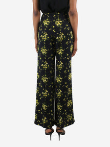 Emilia Wickstead Black floral print wide-leg trousers - size UK 8