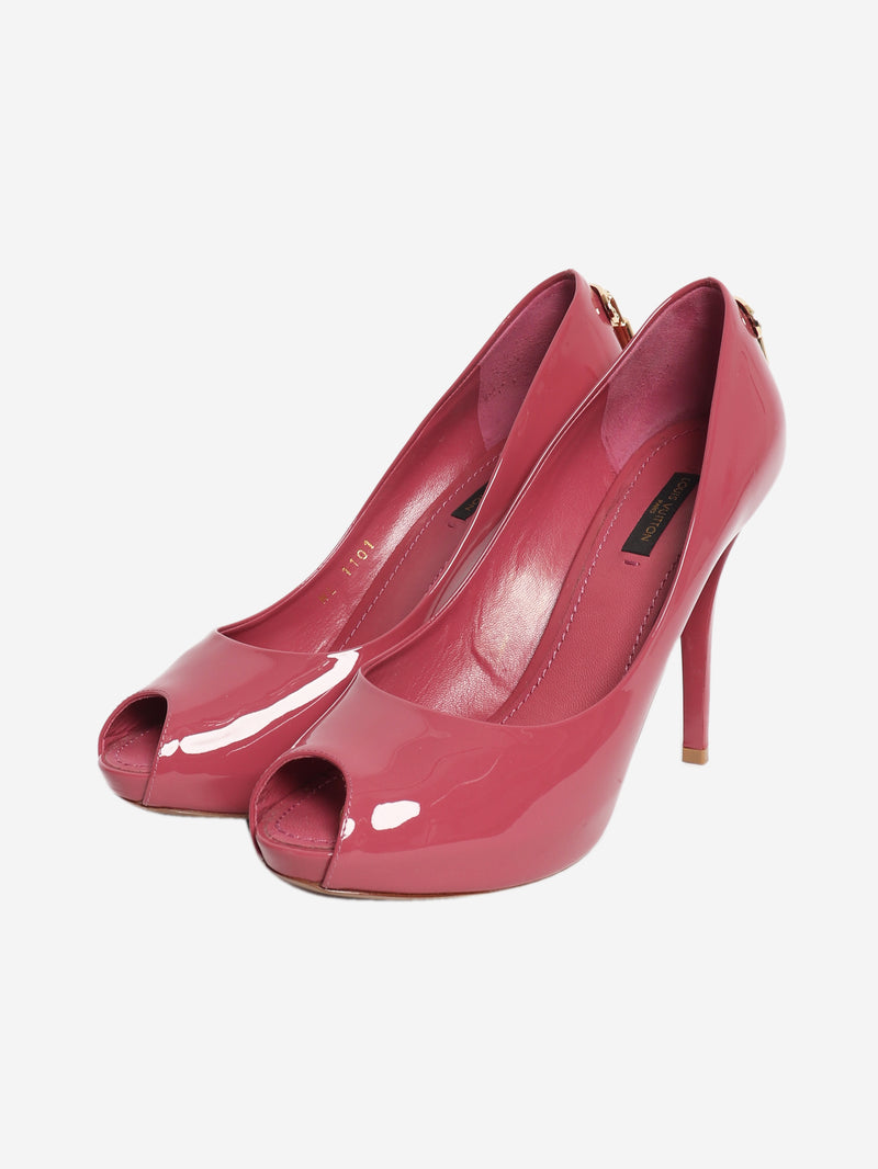 Patent pink peep toe heels - size EU 38.5 (UK 5.5)